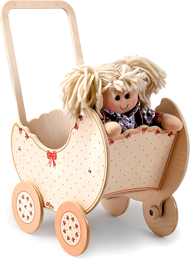 Dida - Der Puppenwagen Aus Holz Dekoration Schleife ist EIN Holzpuppenwagen Zum Schieben Der Puppen