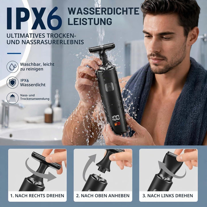 Elektrischer Rückenrasierer für Männer, 5 in 1 Körper-Trimmer, Body Rasierer Trimmer Intimrasierer H