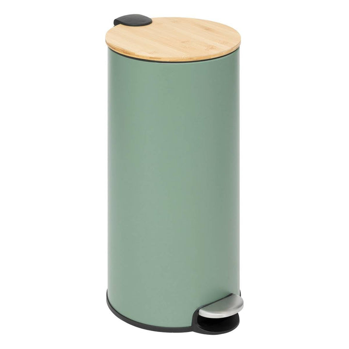 5five – Moderner Farb-Treteimer – Grün – 30 l – Bambusdeckel, herausnehmbarer Eimer, Soft-Close-Funk