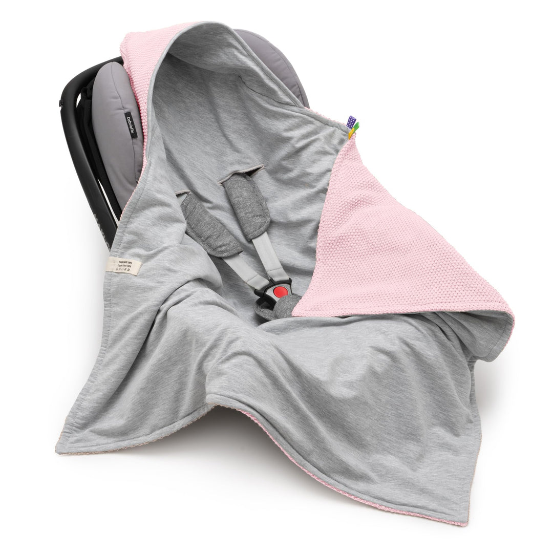 Mikos® Einschlagdecke Babyschale Herbst Winter GOTS zert. 100% Bio Baumwolle Strickdecke Baumwolldec