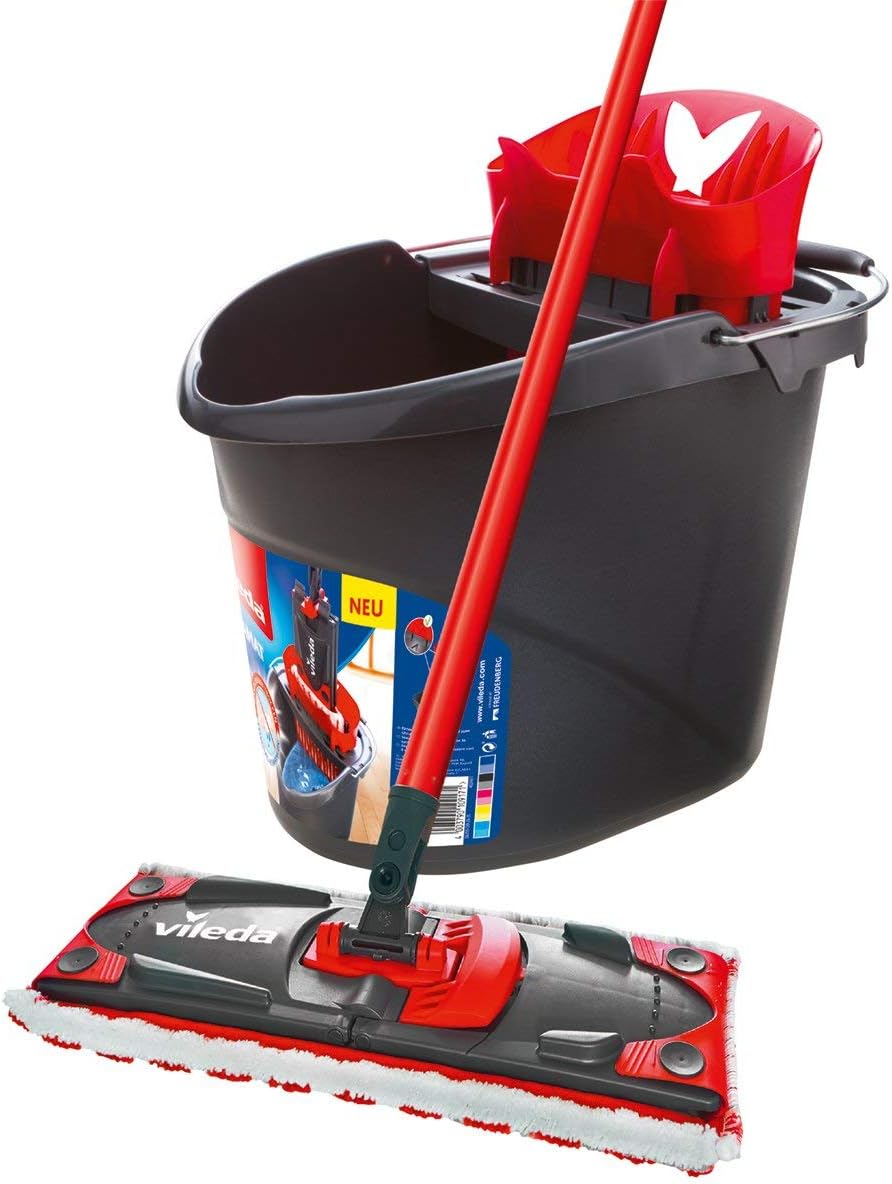 Vileda ULTRAMAX 2in1 Komplett-Set, Bodenwischer-Set mit Eimer, Flachwischer und Microfaser- Wischbez