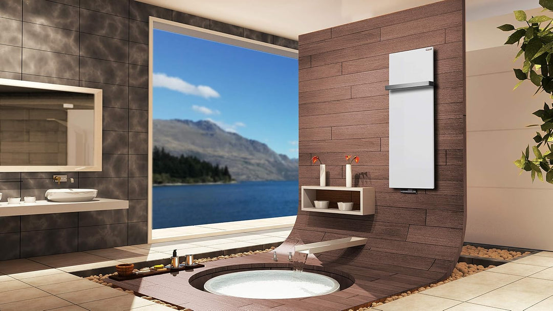 BADHEIZKÖRPER Design Mirror Steel 2 120x47cm 799 W weiss +1 Halter 30mm SZAGATO Handtuchwärmer Handt