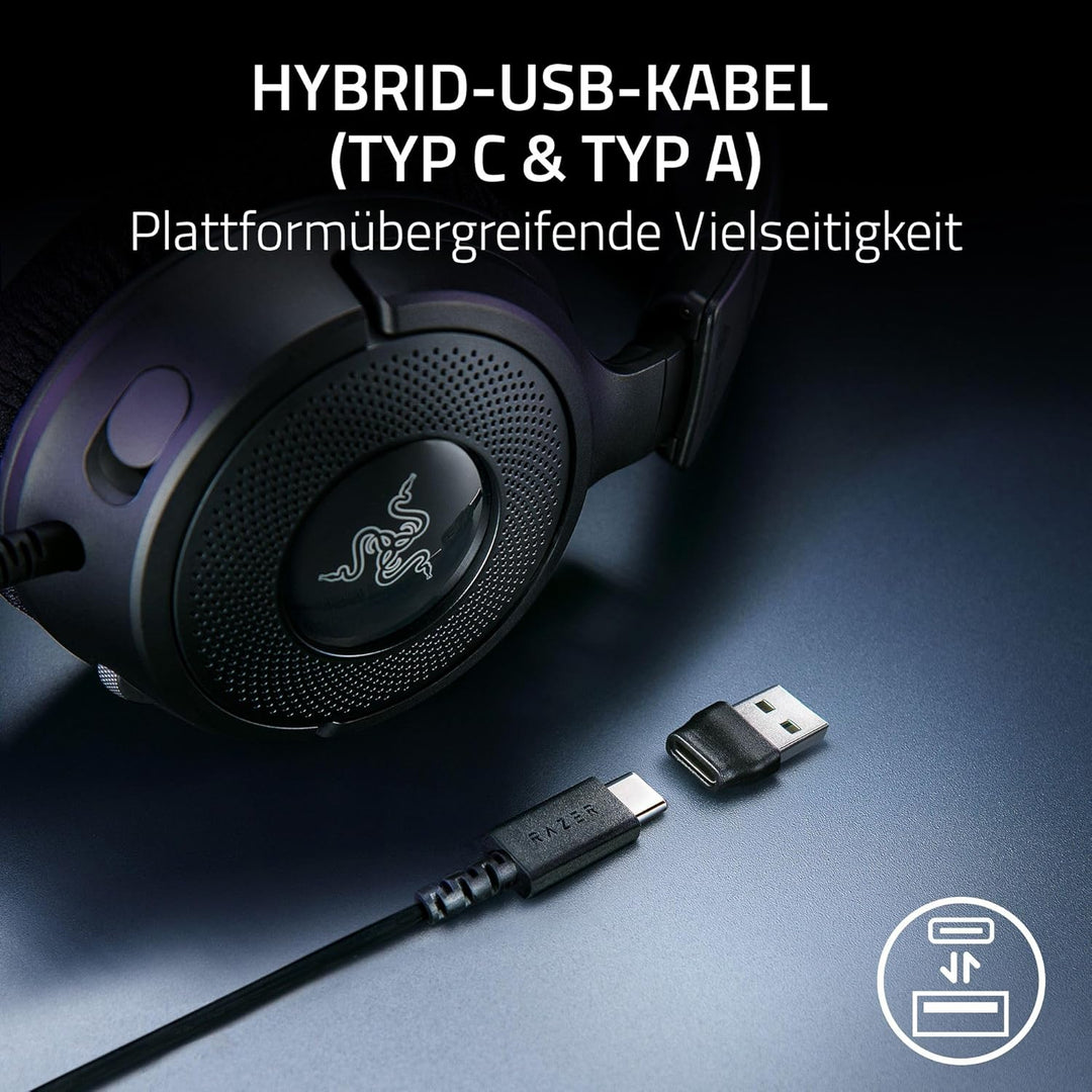 Razer Kraken V4 X - Kabelgebundenes PC-Gaming-Headset (Triforce 40-mm-Treiber, einziehbares Nierenmi