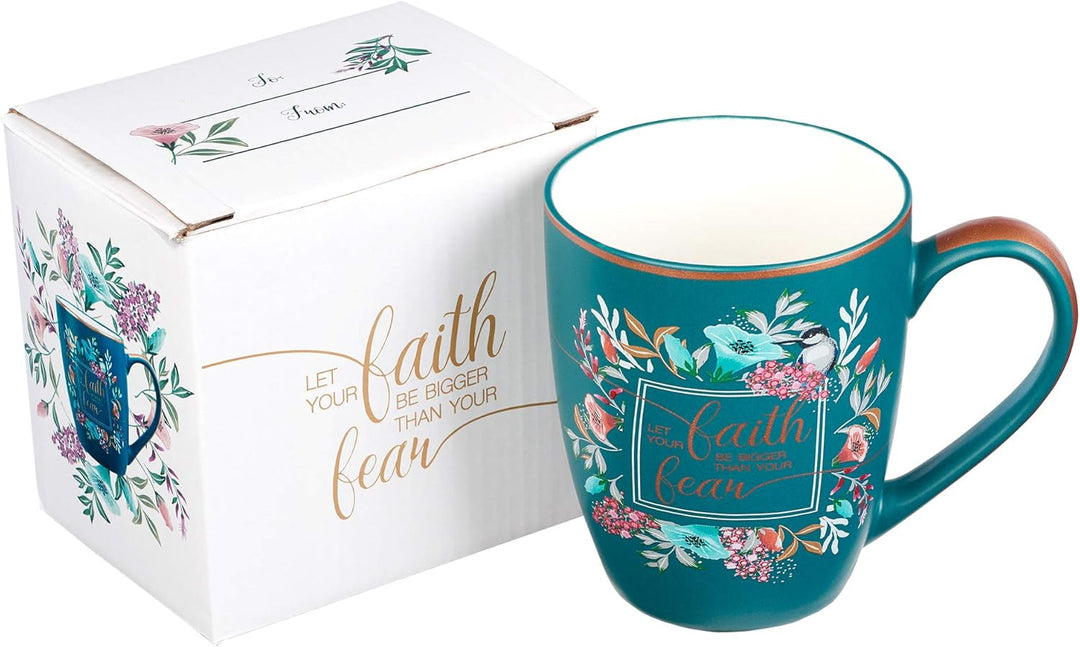 Floral Faith Tasse für Damen und Herren, Keramik-Kaffeetasse mit goldfarbenem Rand und Kalligraphie,