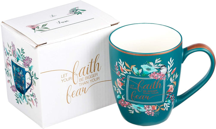 Floral Faith Tasse für Damen und Herren, Keramik-Kaffeetasse mit goldfarbenem Rand und Kalligraphie,