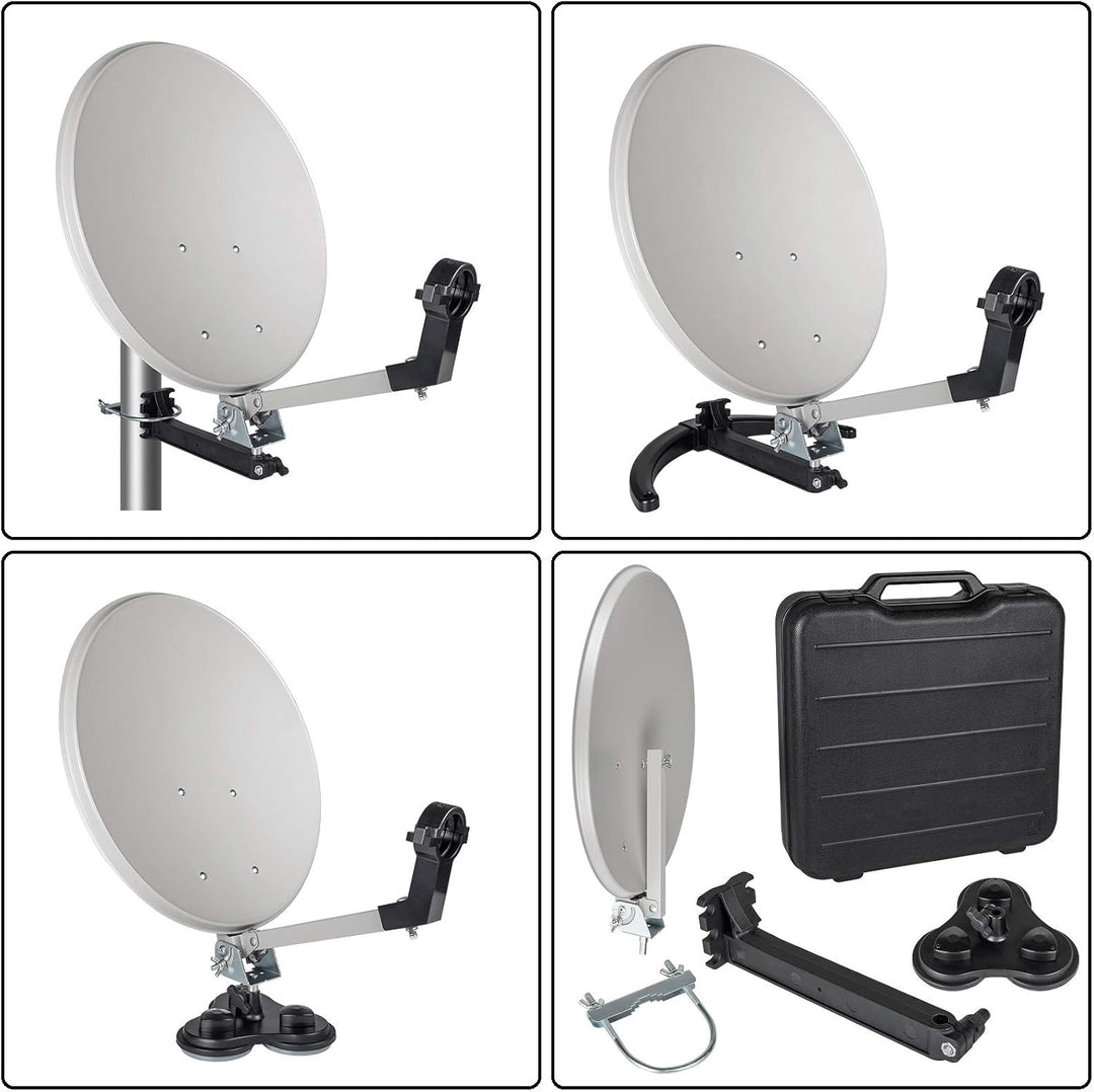Camping SAT Koffer 40cm Spiegel + Single LNB + 10m Kabel + Digital SAT-Finder mit LNB + Kabel + SAT-