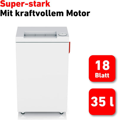 IDEAL 2445 Aktenvernichter, Sicherheitsstufe P-2, Streifenschnitt 4 mm, 18 Blatt Kapazität, 35 L Abf