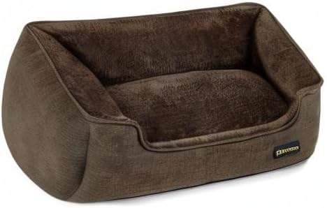 Feandrea Hundebett, Hundekissen in Leinenoptik, Hundekorb, erhöhte Ränder, rutschfeste Unterseite, B