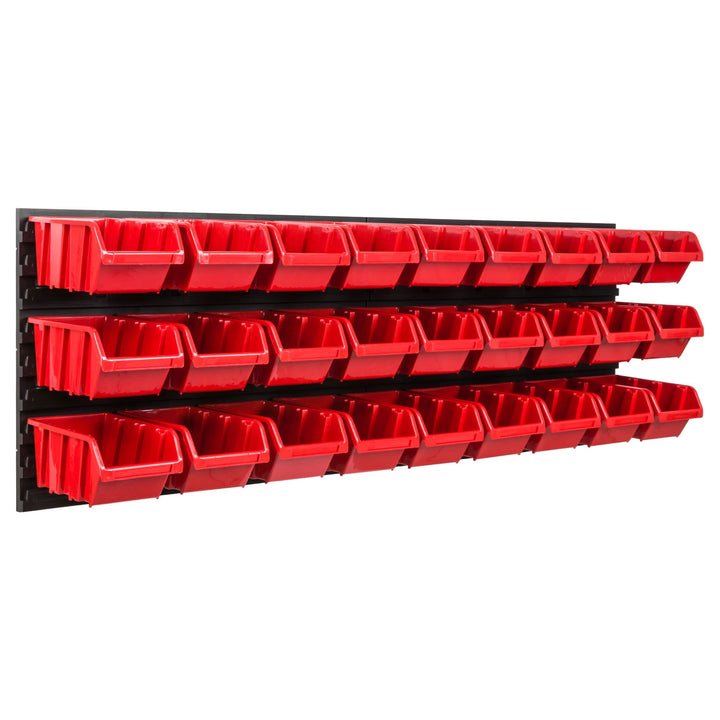 SimpleThing Lagersystem Werkstattregal | 115 x 39 cm | 27 stck. Box | Wandregal mit Stapelboxen - Wa
