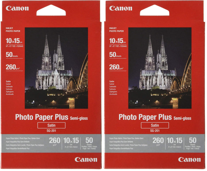 Canon SG-201 Fotopapier Plus Seidenglanz, matt (260 g/qm), 4x6, 50 Blatt (Packung mit 2) 50 Blatt 10
