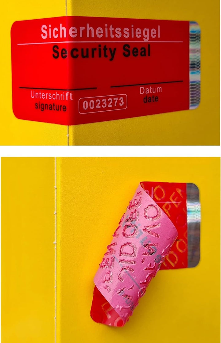1000 Stk – Sicherheits-Siegel mit Seriennummer ohne Rückstände - 70x25mm rot, beschreibbar – Sicherh