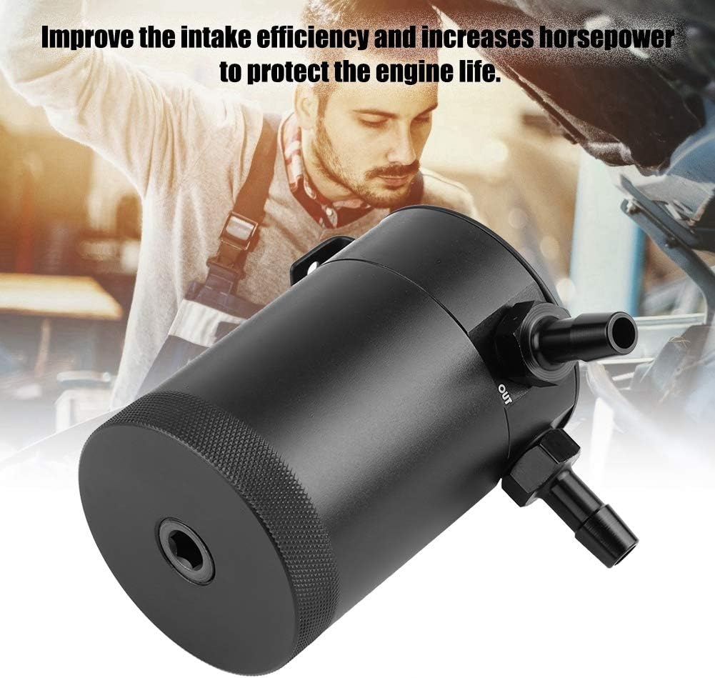 Auto Tank Ölbehälter, Fydun Universal Auffangbehälter 300ML Zwei Loch Aluminium Auto Motor Ölfangbeh