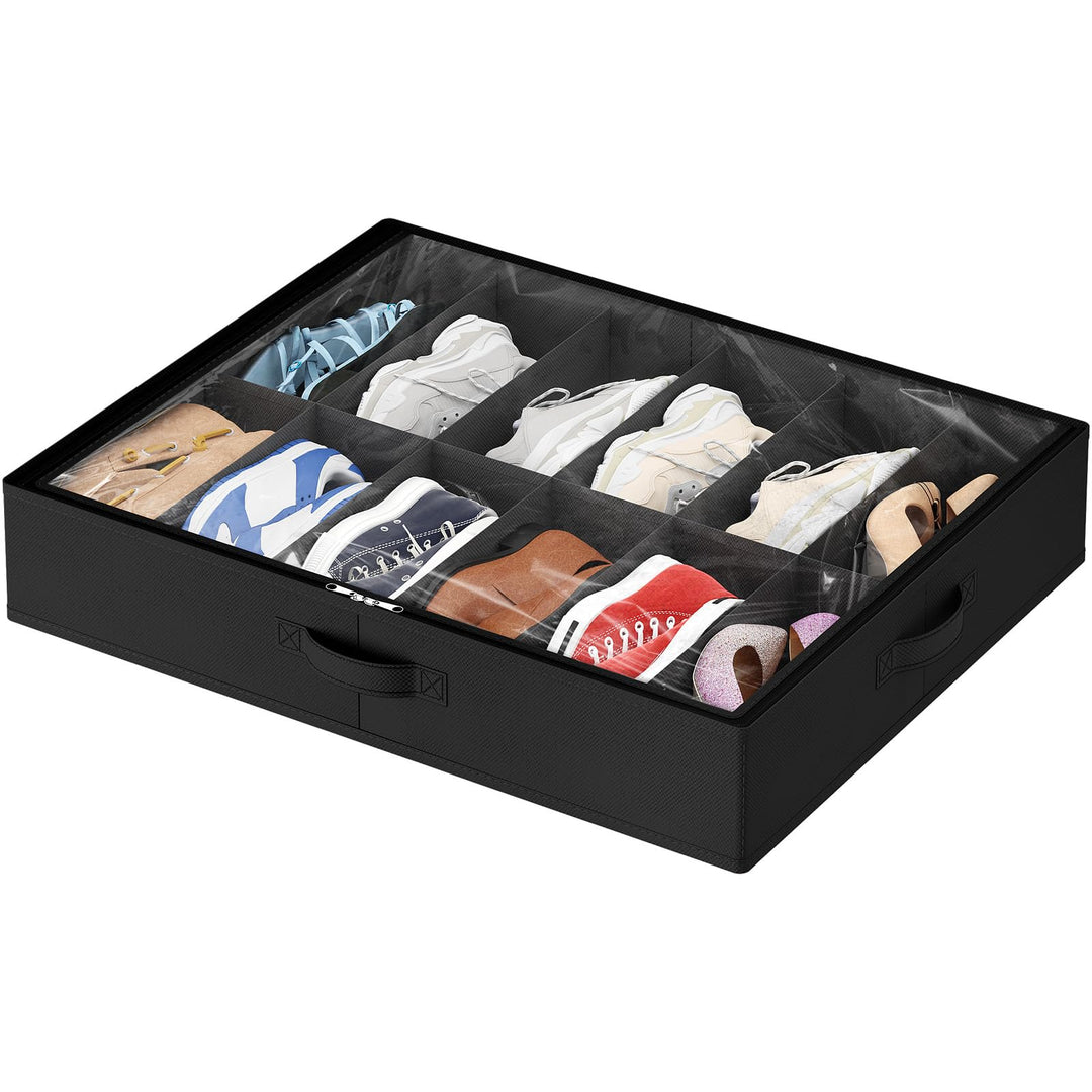 Lifewit Unterbett-Schuh-Organizer, 1 Packung (12 Paar), 10,9 cm hoch, Stoff-Schuhbehälter, faltbare