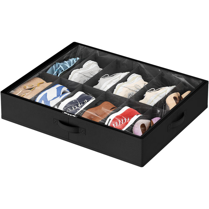 Lifewit Unterbett-Schuh-Organizer, 1 Packung (12 Paar), 10,9 cm hoch, Stoff-Schuhbehälter, faltbare