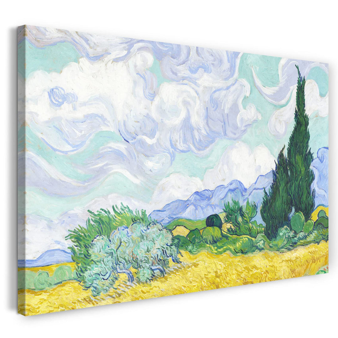 Printed Paintings Leinwand (80x60cm): Vincent Van Gogh - Weizenfeld mit Zypressen 80x60 cm, 80x60 cm
