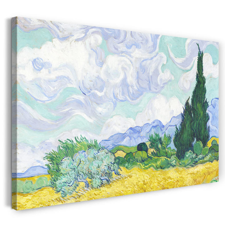 Printed Paintings Leinwand (80x60cm): Vincent Van Gogh - Weizenfeld mit Zypressen 80x60 cm, 80x60 cm