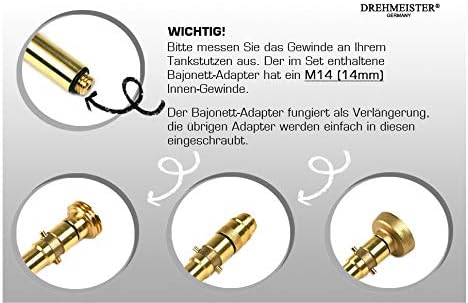 LPG Adapter Set M14 - extra lang - verstärkt - Tankadapter mit Etui - für Gasfahrzeuge - Alle Europa