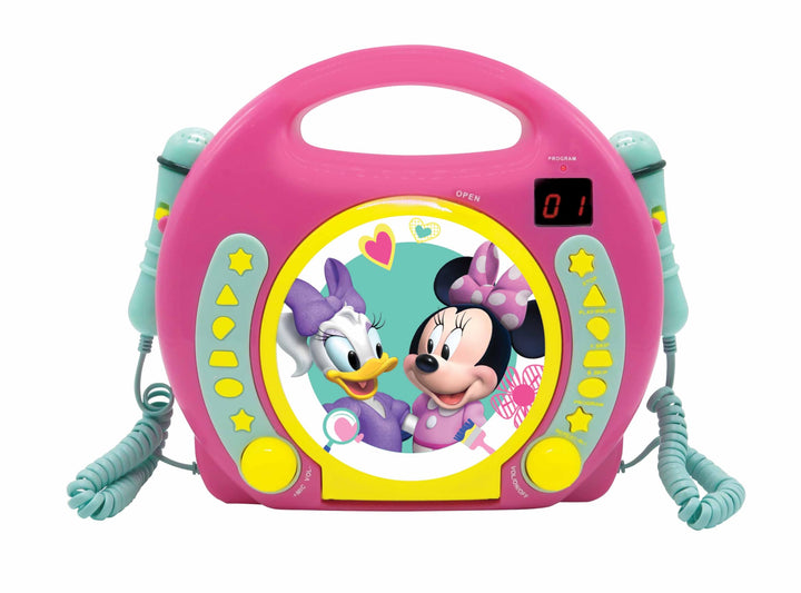 Lexibook Disney Junior Minnie Maus, CD-Player mit 2 Spielzeug-Mikrophonen, Kopfhöreranschluss, Batte