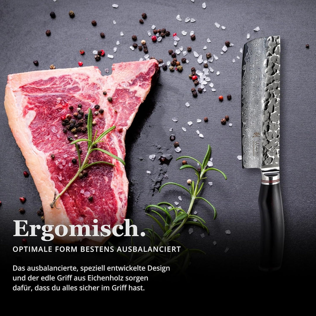 Wakoli Ebo Damastmesser Nakirimesser extrem scharfe 16,5 cm Klinge aus 67 Lagen I Damast Küchenmesse