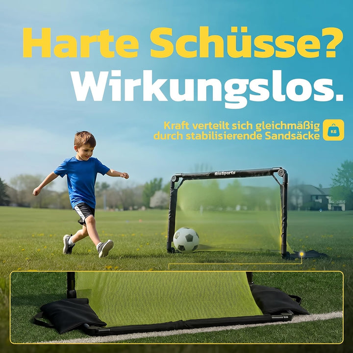 Fussballtore für Garten Kinder – Set mit Weight System – Fussballtor Kinder inkl. Heringe und Traget