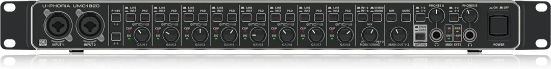 Behringer UMC1820 Audiophiles 18x20, 24-Bit/96 kHz USB Audio/MIDI Interface mit Midas Mikrofonvorver