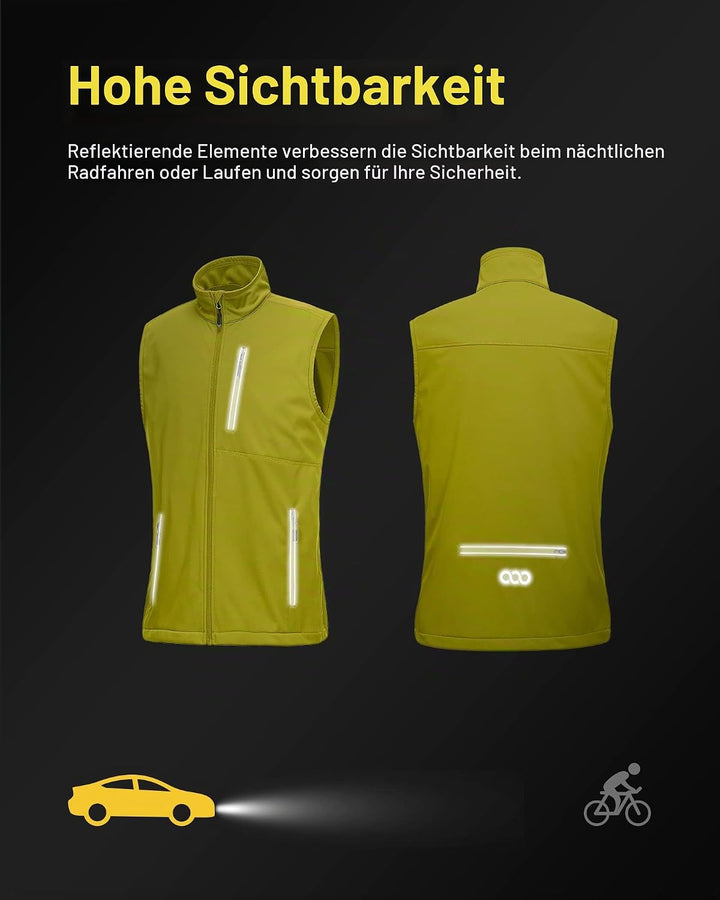33,000ft Leichte Softshell Weste für Herren, Wasserdichte Winddichte Laufweste, Atmungsaktive Vest G
