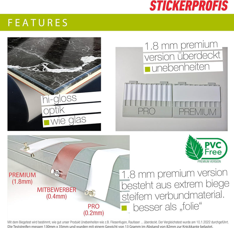 StickerProfis Küchenrückwand selbstklebend Glasoptik - MOOSGRUND - 1.8mm, Versteift, alle Untergründ