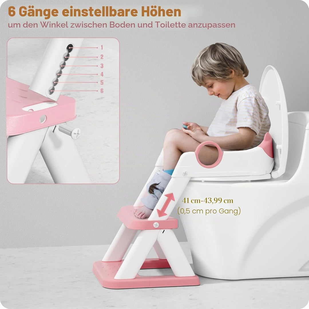 Toilettenleiter für Kinder, Upgraded Kindertoilette für Jungen und Mädchen, 2 in 1 Kind Toilettensit