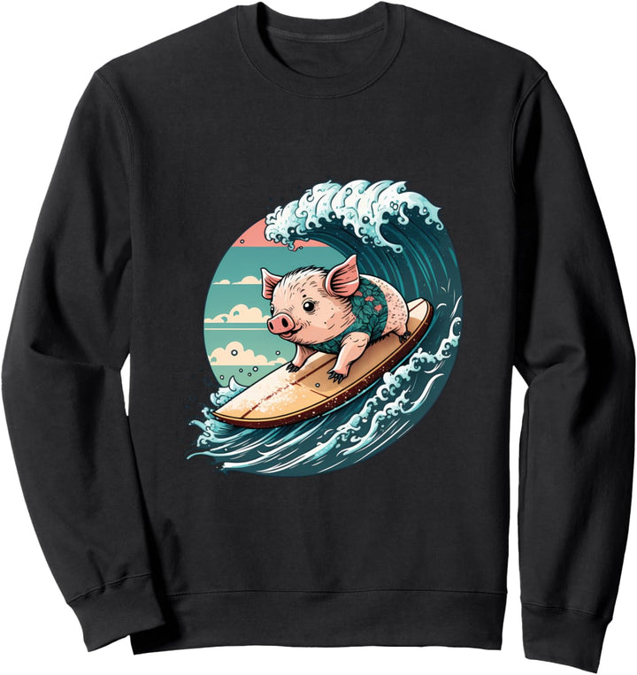 Schwein Kanagawa Japanische Kunst Sweatshirt