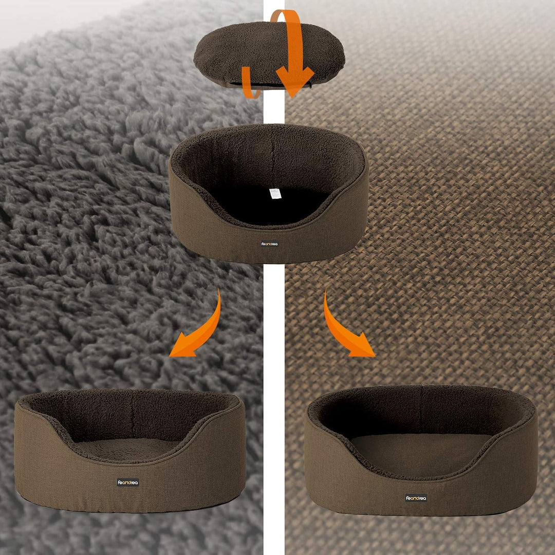 Feandrea Hundebett, Hundekorb, Wendekissen, 83 x 63 x 27 cm, braun PGW032K01 Braun L 83 x B 63 x H 2
