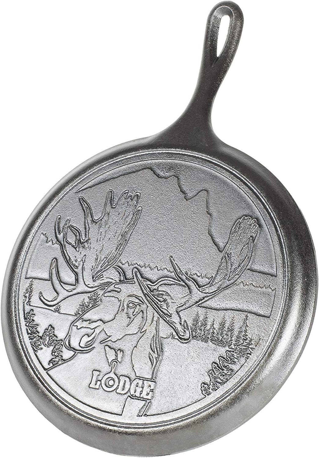 Lodge Wildlife Series Grillplatte aus Gusseisen mit Elch-Szene, 26,7 cm 10.5", 10.5"