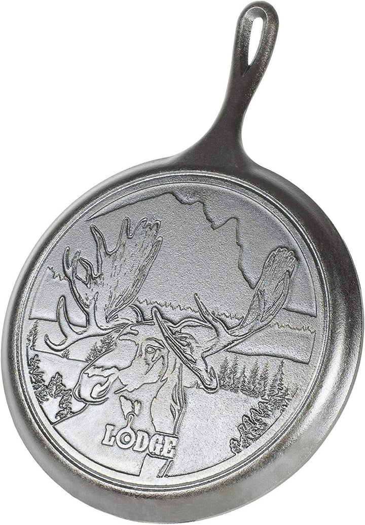 Lodge Wildlife Series Grillplatte aus Gusseisen mit Elch-Szene, 26,7 cm 10.5", 10.5"