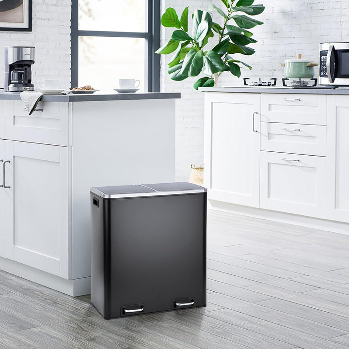 SVITA TM2X30 Treteimer 60 Liter Abfalleimer Mülleimer Design Mülltrennung Papierkorb Küchen-Ordnung