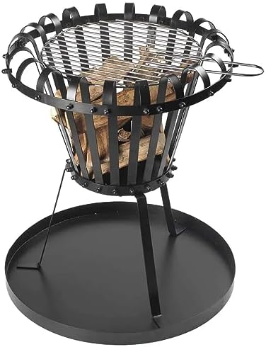 Feuerstelle BB650 für Garten und Terrasse aus Gusseisen - Feuerschale mit Grillrost schwarz - Garten