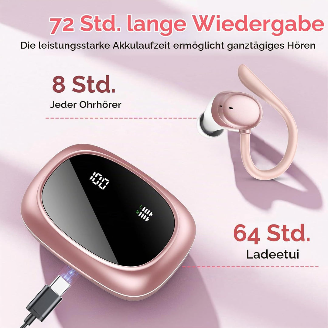 Bluetooth Kopfhörer Sport, Kopfhörer Kabellos Bluetooth 5.3 mit HD Mic, In Ear Kopfhörer mit 4 ENC K