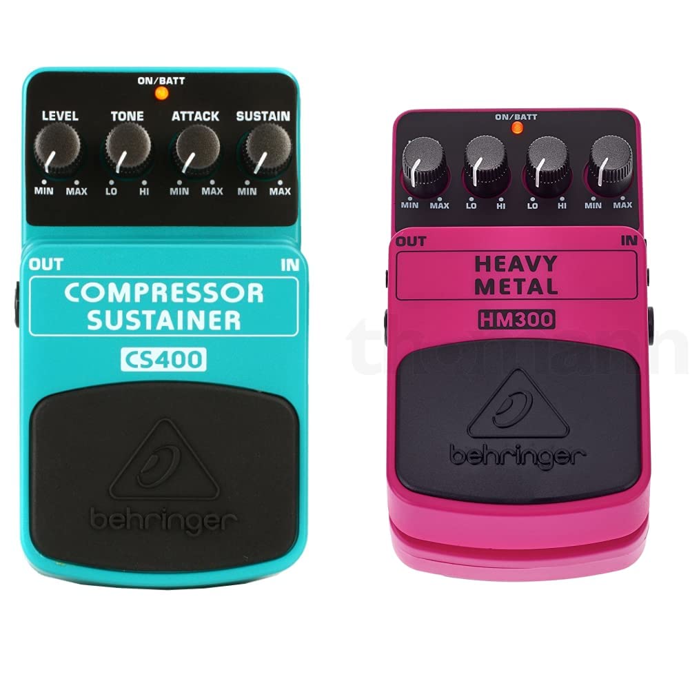 Behringer COMPRESSOR/SUSTAINER CS400 Ultimatives Dynamik-Effektpedal & HM300 Heavy-Metal-Distortion-