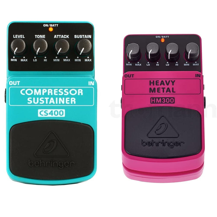Behringer COMPRESSOR/SUSTAINER CS400 Ultimatives Dynamik-Effektpedal & HM300 Heavy-Metal-Distortion-