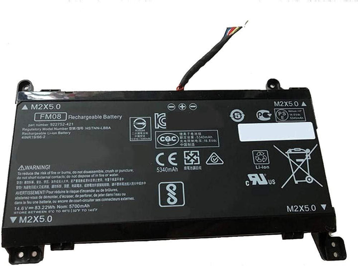 Bestome Ersatz Akku Kompatibel mit FM08 HP Omen 17-AN014NG HSTNN-LB8A 922976-855 922752-421 12 Cable