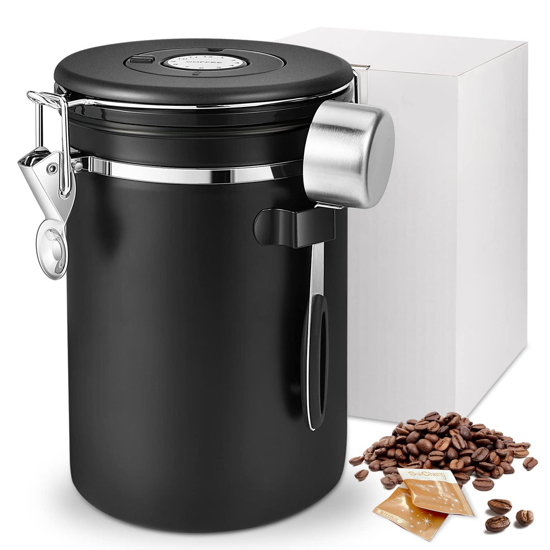 Miepls Kaffeedose aus Edelstahl, Vakuumdicht 1,8L, Speichert Kaffee frisch