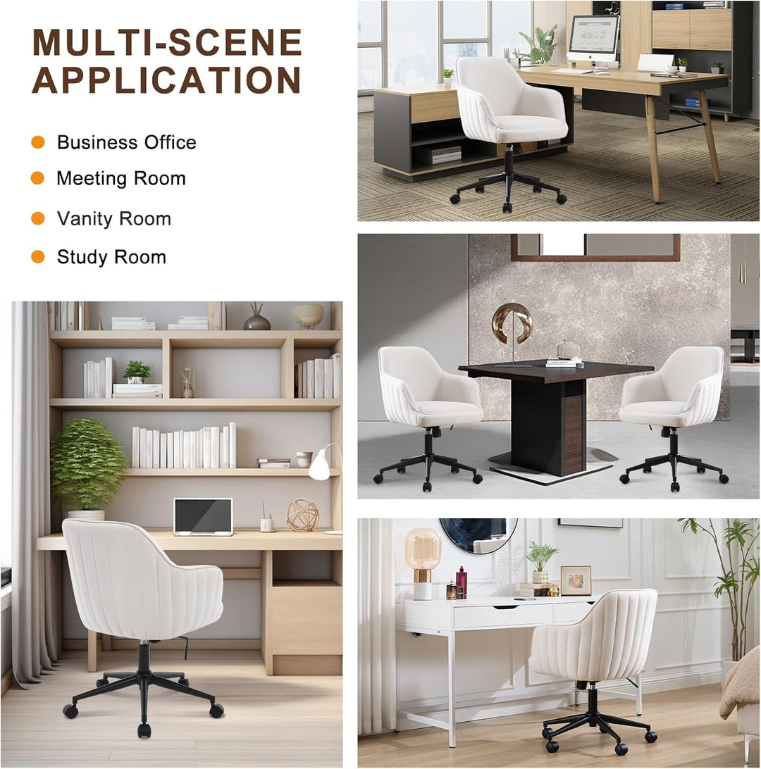 Bürostuhl Homeoffice Samt Schminktischstuhl bis 136 kg Belastbar Ergonomischer Höhenverstellbar Dreh