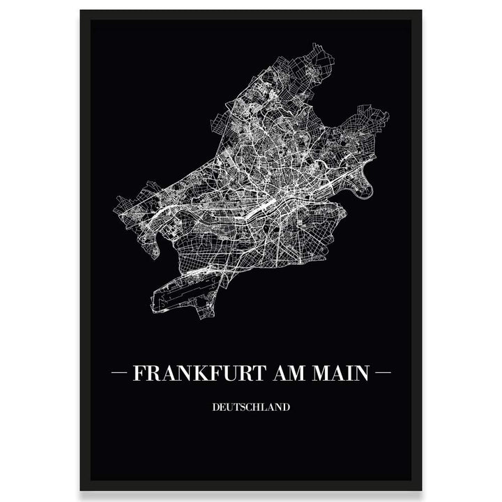 JUNIWORDS Stadtposter, Frankfurt am Main, Wähle eine Grösse, 21 x 30 cm, Poster mit Rahmen, Schrift