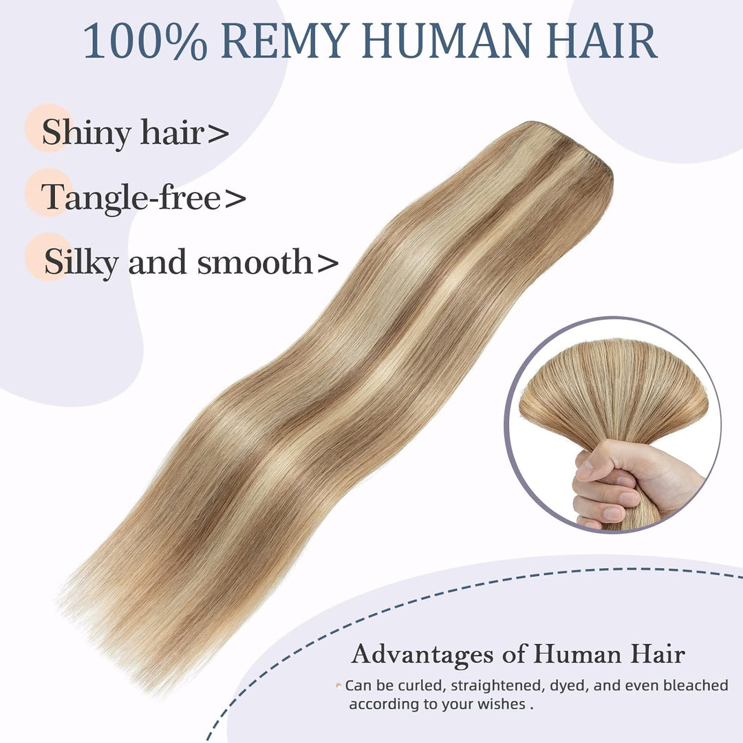 Haarteile Echthaar Extensions Clip in 1 Tresse 5 Clips Dick Haarteil Weich Haarverlängerung 100% Rem