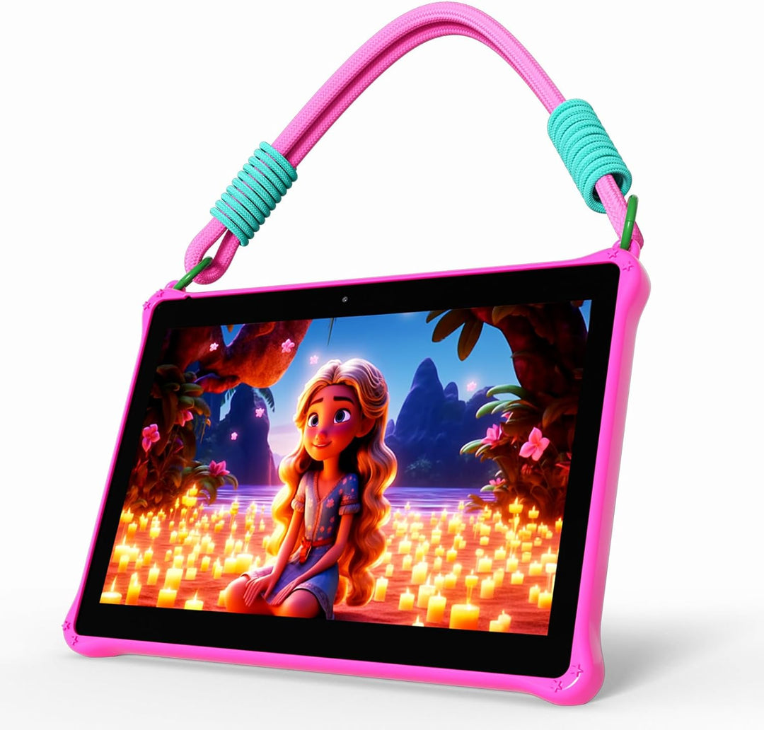 PRITOM 10 inch Kids Tablet Android 13 Tablets with Lanyard 64GB, 512GB Expand, Toddler Tablet for Ki