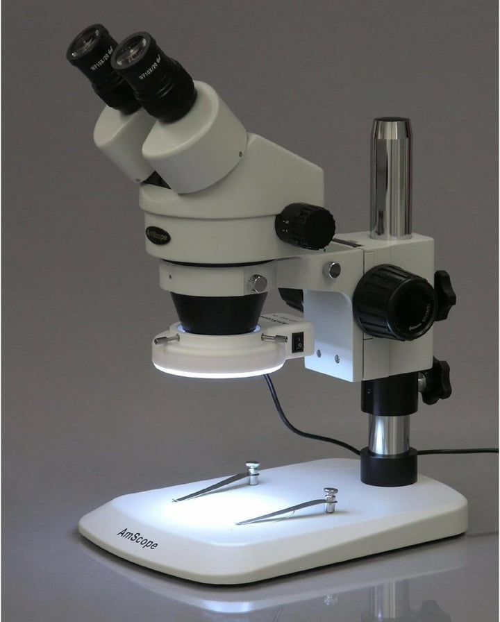 AmScope SM-1BN-64S Inspektion Sezierständer Zoom Stereomikroskop mit 64-LED-Licht, 7X-45X, Weiss