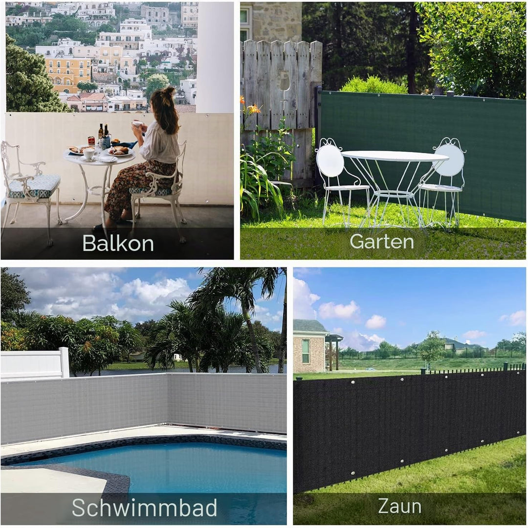 Sekey Balkon Sichtschutz Balkonabdeckung HDPE 220 g/m², 120x600cm, Leicht Transparent Wind- und UV-S