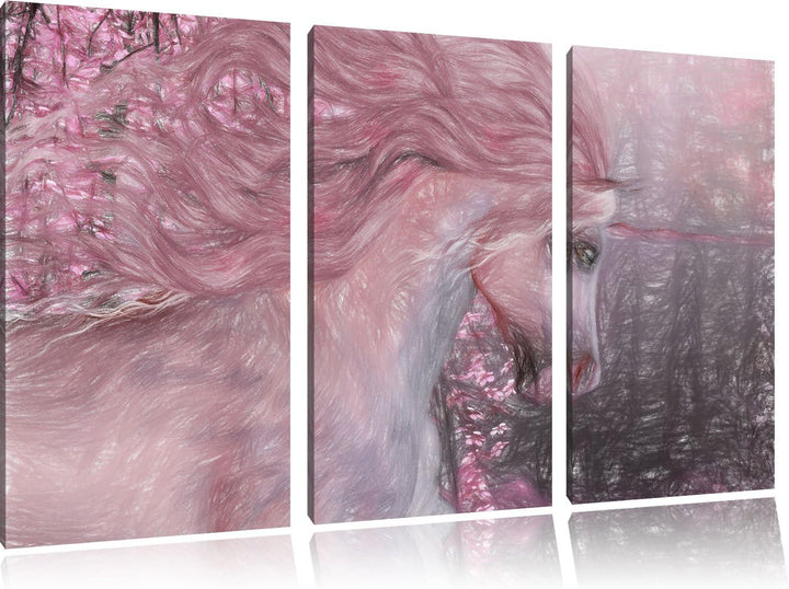 Pixxprint Einhorn als Leinwandbild/Grösse: 3 Teilig (120x80 cm) cm/Wandbild/Kunstdruck/fertig bespan