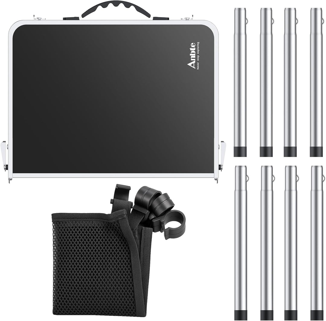 Anbte Campingtisch Klapptisch Aluminium Falttisch 3 Höhen Verstellbarer Camping Tisch mit Aufbewahru