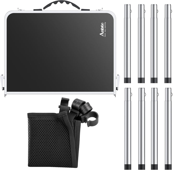 Anbte Campingtisch Klapptisch Aluminium Falttisch 3 Höhen Verstellbarer Camping Tisch mit Aufbewahru