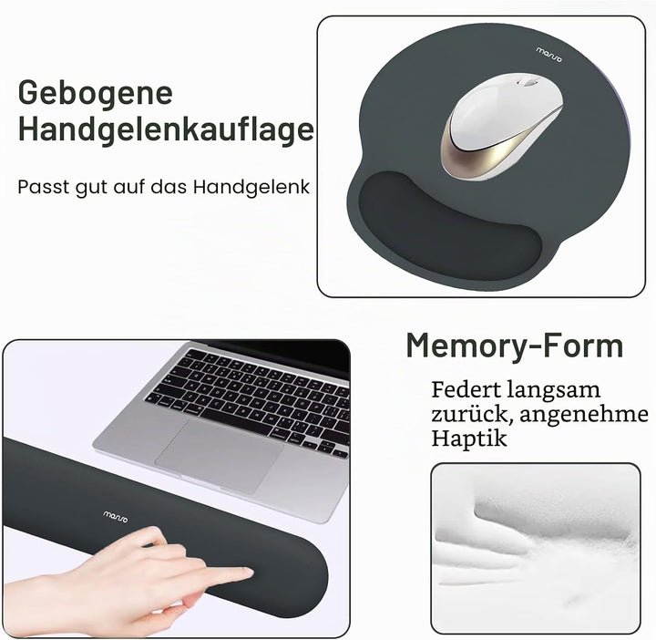 MOSISO Handballenauflage Tastatur&Maus Set, Kreis Gekrümmt Ergonomisch Mauspad&Untersetzer rutschfes