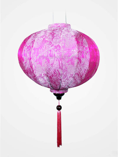 Asiatische Lampion aus Seide, Rosa R, Durchmesser 33 cm, Laterne aus Stoff, Bambus und Holz, Dekorat